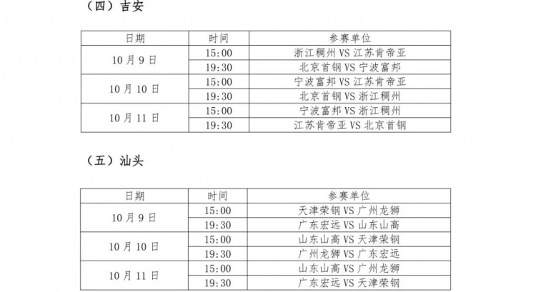 26-27赛季CBA联赛季前赛各站分组及比赛日程正式出炉